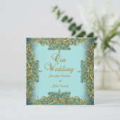 Elite Elegant Wedding  Blue Set Gold Kaart (Staand voorkant)