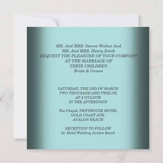 Elite Elegant Wedding Blue Set Gold Kaart (Achterkant)