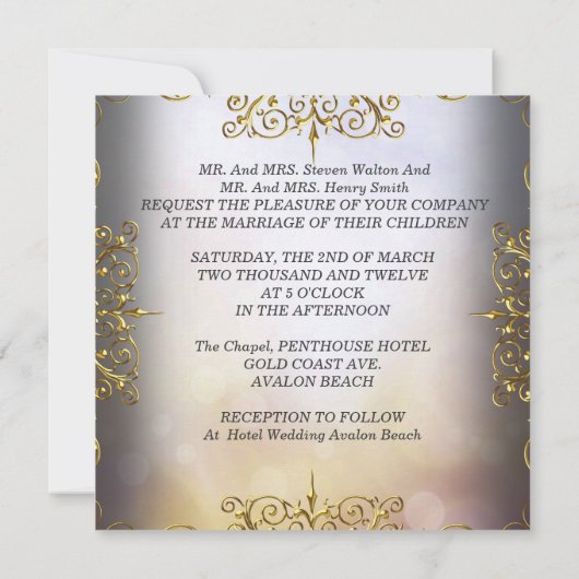 Elite Elegant Wedding Set Beige Gold Kaart (Achterkant)