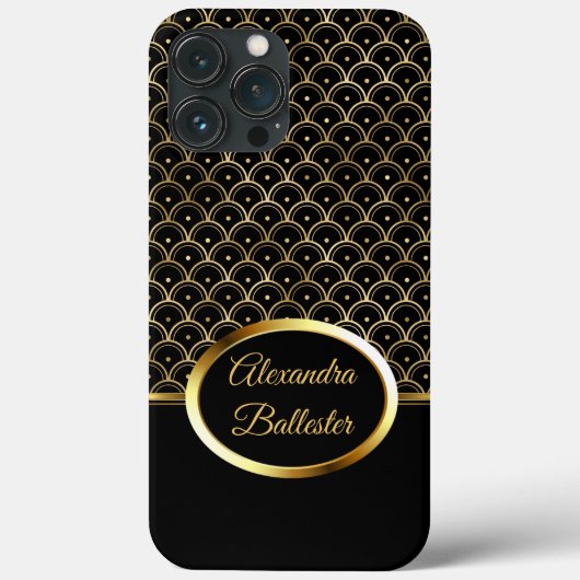 Elite Elegante Art Deco Goud Zwart Case-Mate iPhone Case (Achterkant)