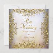 Elite Elegante Trouwset Beige Goud Kaart (Voorkant)
