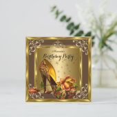 Elite Gold Brown Rozen op hoog niveau - Birthday p Kaart (Staand voorkant)