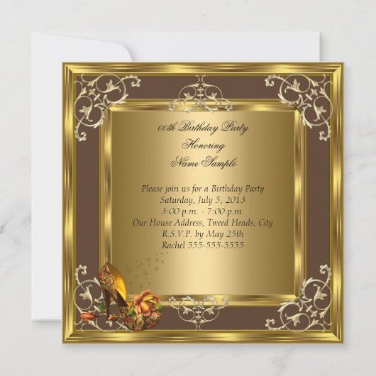 Elite Gold Brown Rozen op hoog niveau - Birthday p Kaart (Achterkant)