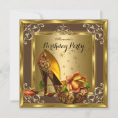Elite Gold Brown Rozen op hoog niveau - Birthday p Kaart (Voorkant)