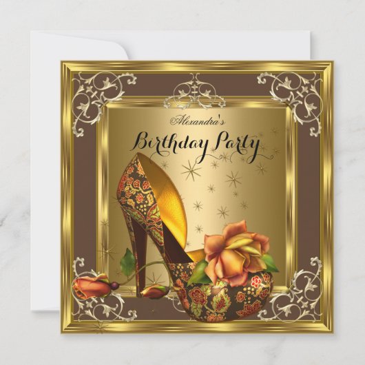 Elite Gold Brown Rozen op hoog niveau - Birthday p Kaart (Voorkant)