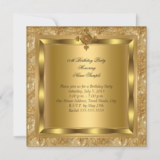 Elite Gold Diamond Jewel Elegant Birthday Party Kaart (Achterkant)