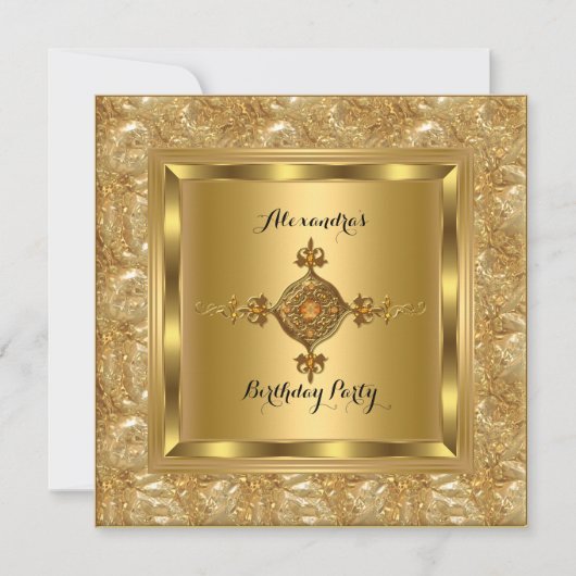 Elite Gold Diamond Jewel Elegant Birthday Party Kaart (Voorkant)