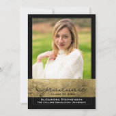 Elite Gold Foil Cutout Effect Foto Afstuderen Kaart (Voorkant)