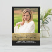 Elite Gold Foil Cutout Effect Foto Afstuderen Kaart (Staand voorkant)