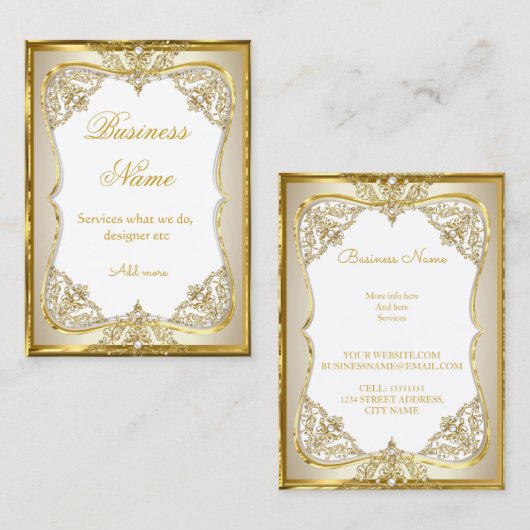 Elite Gold White beige Cream Pearl Visitekaartje (Voorkant / Achterkant)