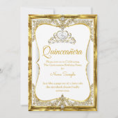 Elite Gold White Pearl Princess Quinceanera Kaart (Voorkant)