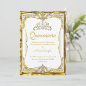 Elite Gold White Pearl Princess Quinceanera Kaart (Staand voorkant)