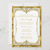 Elite Gold White Pearl Princess Quinceanera Kaart (Achterkant)