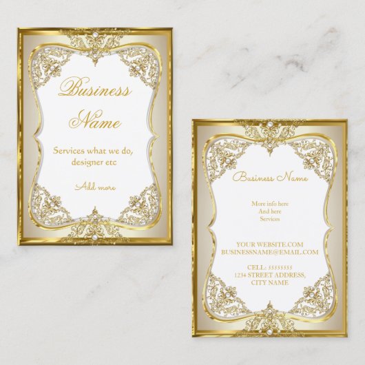 Elite Goud Witte beige Crème Parel Visitekaartje (Voorkant / Achterkant)