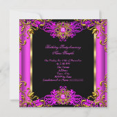 Elite Hot Pink Gem Gold Black Birthday 2 Kaart (Achterkant)