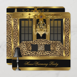 Elite Housewarming Party Chandelier Leopard Gold Kaart