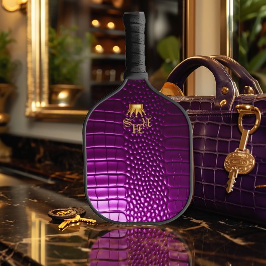 Elite levendige Paarse nep krokodil monogram Pickleball Paddle