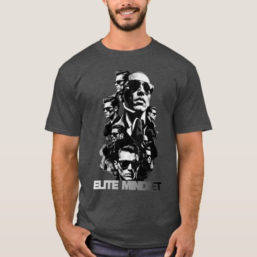 Elite Mindset Luxe Premium Heren Donkergrijs Graph T-shirt (Voorkant)