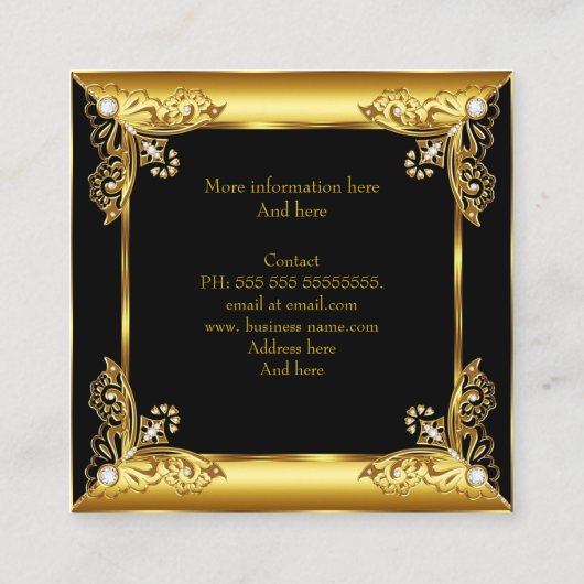 Elite Mode Designer Black Gold Pareltjes Vierkante Visitekaartje (Achterkant)