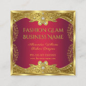 Elite Mode Designer Red Gold Diamonds Vierkante Visitekaartje (Voorkant)