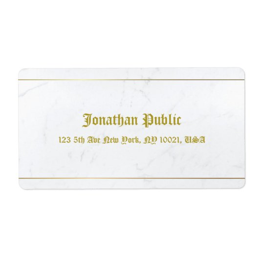 Elite Oude Stijl Calligrafische Marmer Goud Verzen Etiket (Voorkant)
