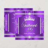 Elite Paars Lace Princess Sweet 16 Party Diamond Kaart (Voorkant / Achterkant)