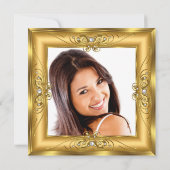 Elite Quinceanera 15th Gold Pearl Gem Tiara Foto Kaart (Achterkant)