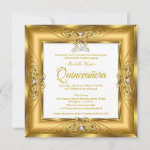 Elite Quinceanera 15th Gold Pearl Gem Tiara Foto Kaart (Voorkant)