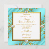 Elite Quinceanera Blue Blauwgroen Silver Gold 15e  Kaart (Achterkant)