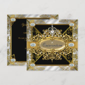 Elite Quinceanera Silver Gold Black Damask 15 jaar Kaart (Voorkant / Achterkant)