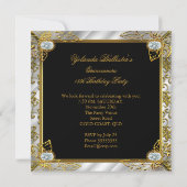 Elite Quinceanera Silver Gold Black Damask 15 jaar Kaart (Achterkant)