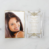 Elite Quinceanera White Silk Gold Pearl Tiara (Binnen)