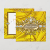 Elite Quinceanera Yellow Silk Silver Gold Party Kaart (Voorkant / Achterkant)