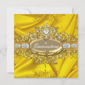 Elite Quinceanera Yellow Silk Silver Gold Party Kaart (Voorkant)