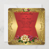 Elite Red Cream Rozen  Gold Birthday Party Kaart (Achterkant)