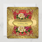Elite Red Cream Rozen  Gold Birthday Party Kaart (Voorkant)
