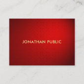 Elite Red Damask Gouden Tekst Professionele Classy Visitekaartje (Voorkant)