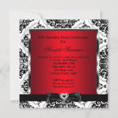 Elite Red Damask Silver Black White Birthday Party Kaart (Achterkant)