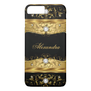Elite Regal faux Gold Black Pearl Diamond Jewel Case-Mate iPhone Case