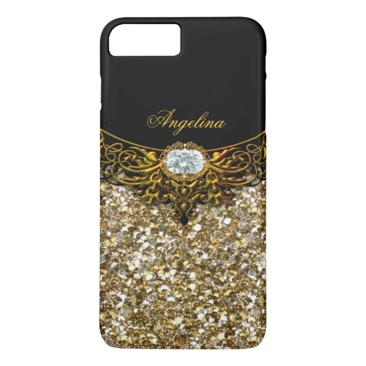 Elite Regal Goud Zwarte Diamant Juwelen Case-Mate iPhone Case (Achterkant)