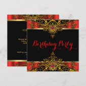 Elite Regal Red Gold Black Elegant Birthday Party Kaart (Voorkant / Achterkant)