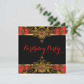 Elite Regal Red Gold Black Elegant Birthday Party Kaart (Staand voorkant)
