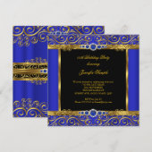 Elite Royal Blue Damask Pearl Birthday 2 Kaart (Voorkant / Achterkant)