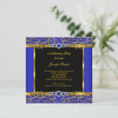 Elite Royal Blue Damask Pearl Birthday 2 Kaart (Staand voorkant)