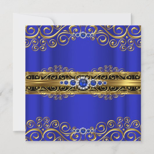 Elite Royal Blue Damask Pearl Birthday 2 Kaart (Achterkant)
