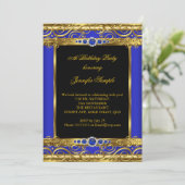 Elite Royal Blue Damask Pearl Birthday Party Kaart (Staand voorkant)