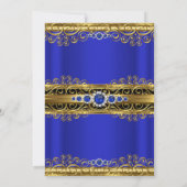 Elite Royal Blue Damask Pearl Birthday Party Kaart (Achterkant)