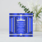 Elite Royal Blue Princess Quinceanera Diamond Kaart (Staand voorkant)