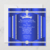 Elite Royal Blue Princess Quinceanera Diamond Kaart (Achterkant)