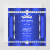 Elite Royal Blue Princess Sweet 16 Party Diamond Kaart (Achterkant)